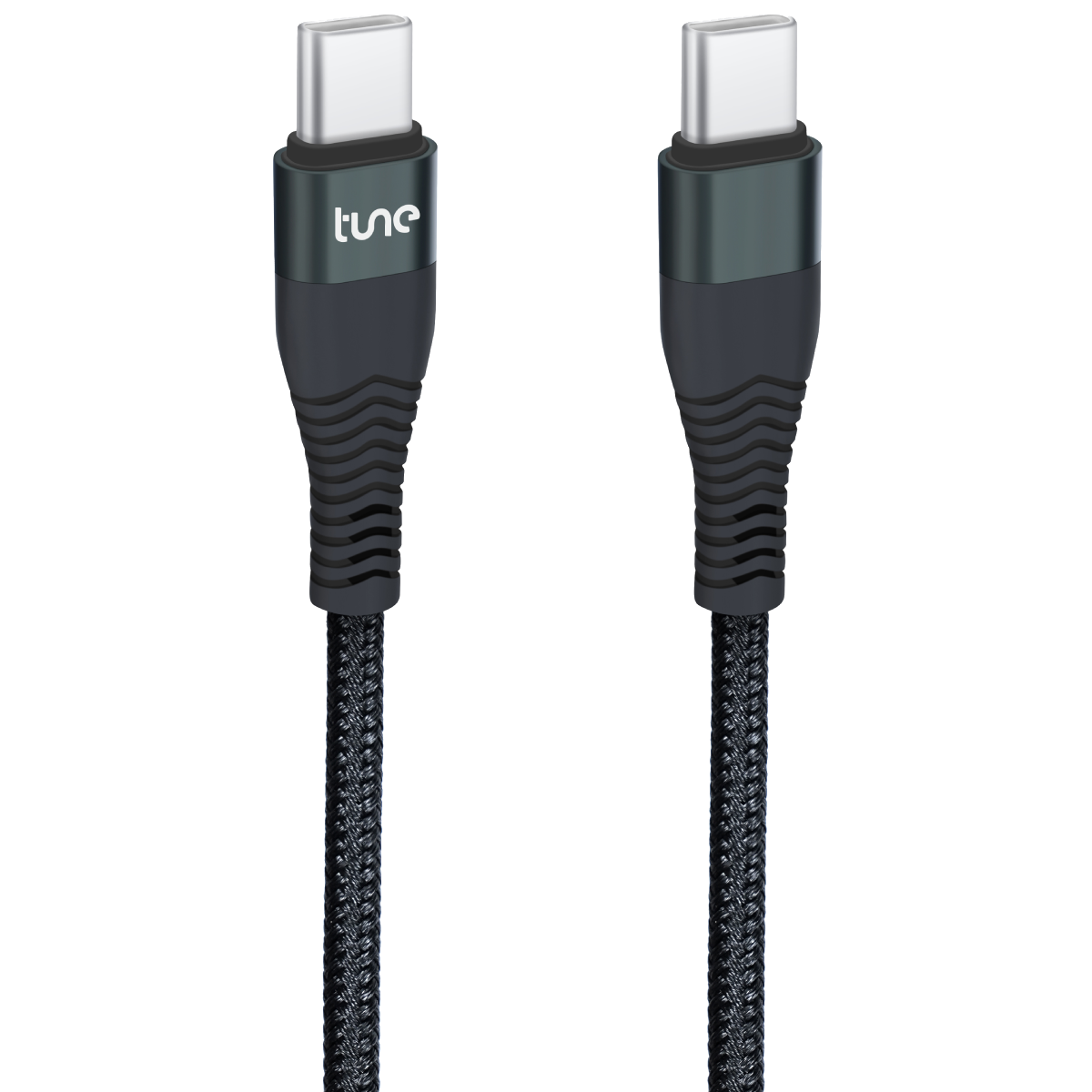 Tune TechFlex Type-C to Type-C Braided Καλώδιο (60W) 1.5m Μαύρο