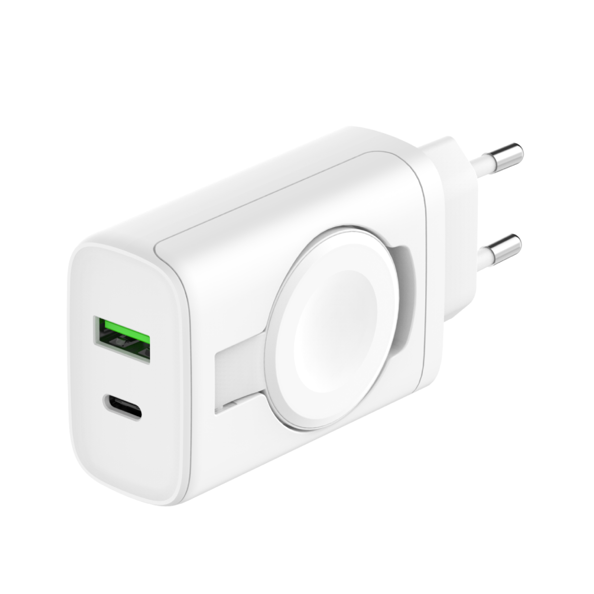 Tune Turbo Power Delivery Quick Φορτιστής 2 Θύρες (USB-C + USB-A) 30W & Ασύρματη Φόρτιση 3W Λευκός