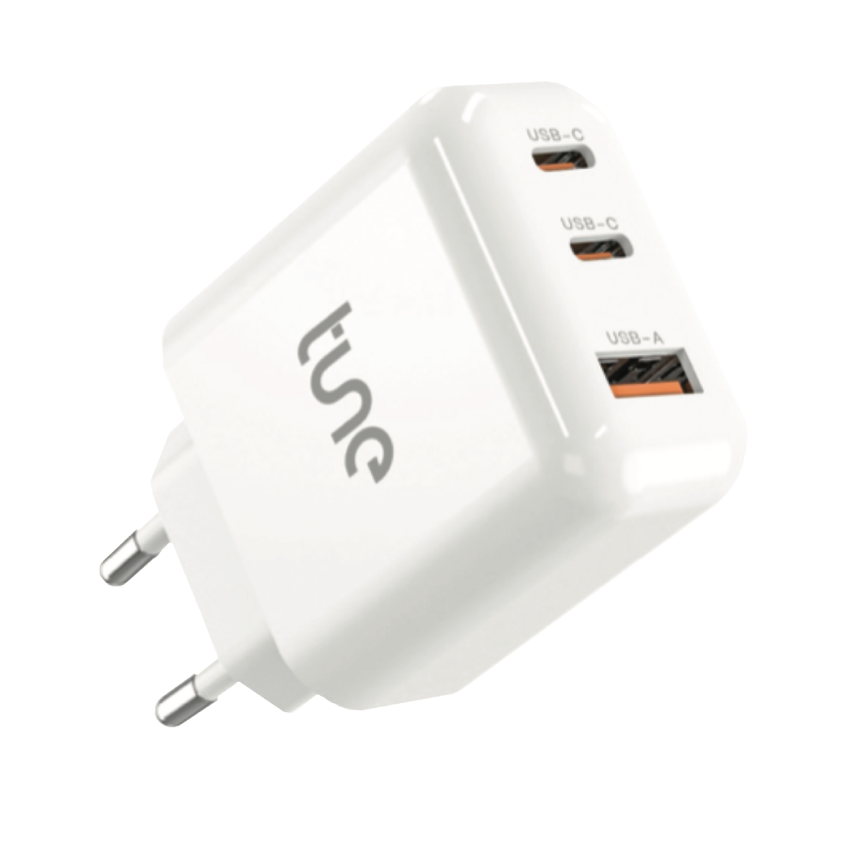 Tune Turbo Power Delivery Φορτιστής 45W 3 θέσεις (2xUSB-C + 1xUSB) Λευκό