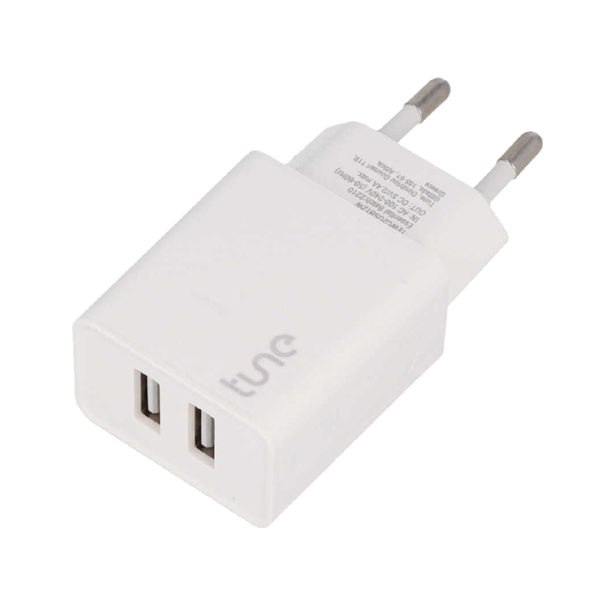 Tune Essential Φορτιστής (2xUSB) 12W Λευκός