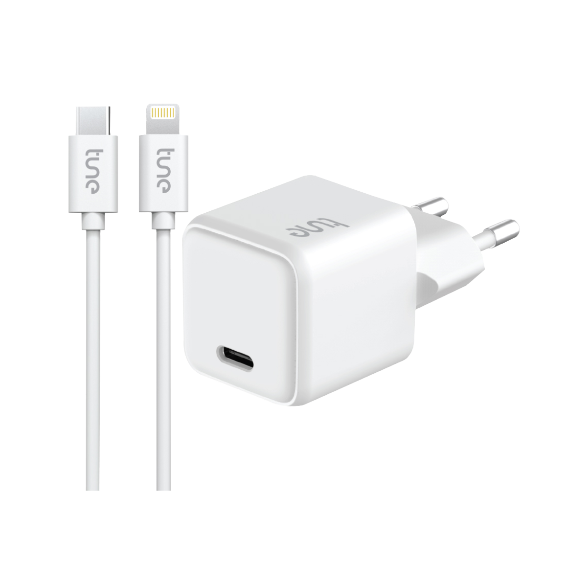 Tune Turbo Power Delivery Φορτιστής 20W με USB-C to Lightning Καλώδιο 1.5m Λευκό