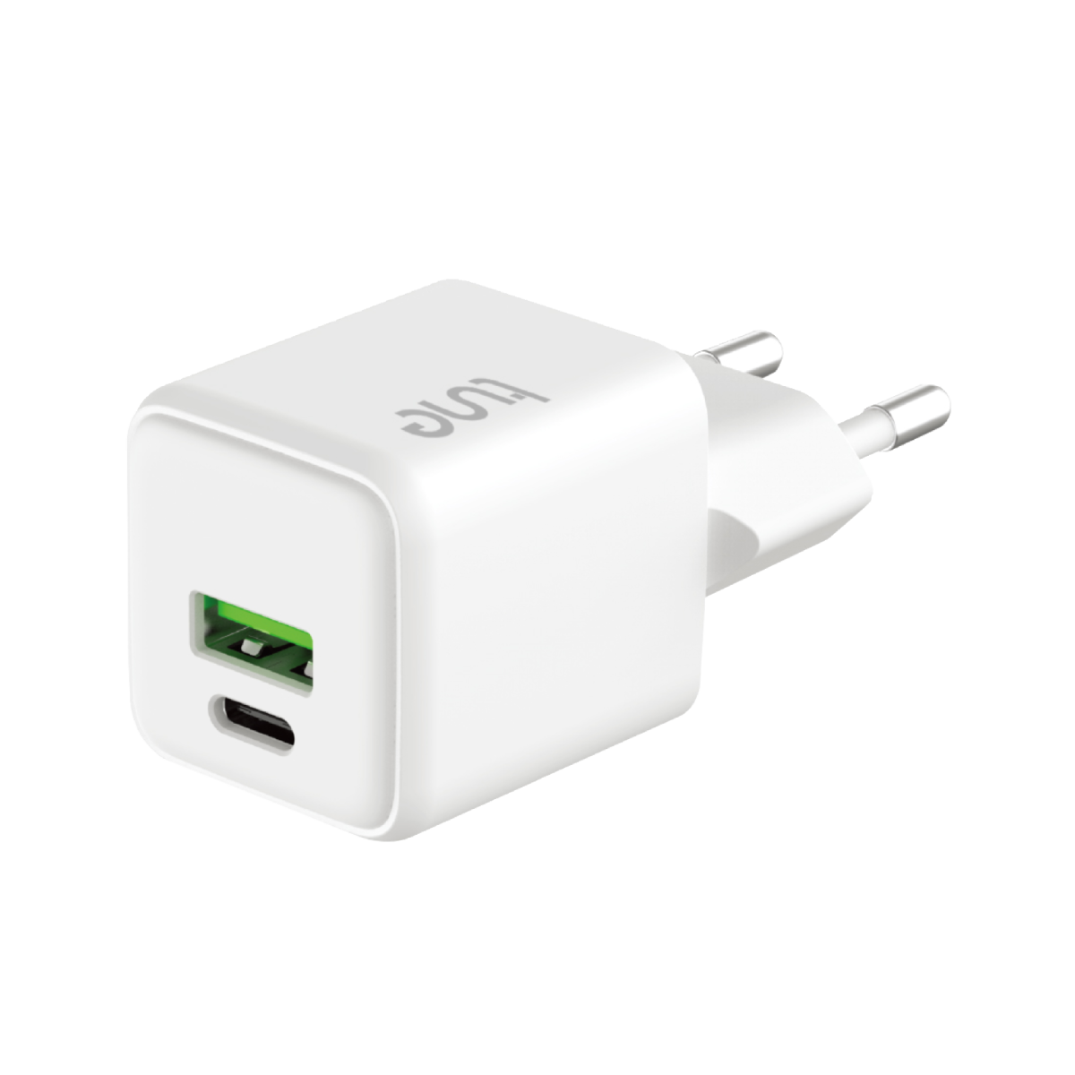 Tune Turbo Power Delivery Quick Φορτιστής 2 Θύρες (USB-C+ USB-A) 20W Λευκός